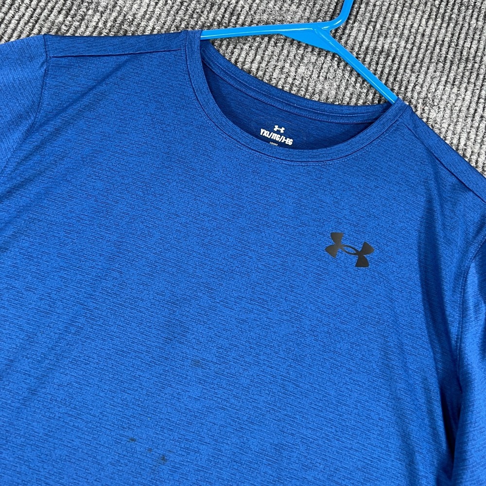 Under Armour Shirt Youth Boys XL Extra Large Blue Short Sleeve Loose Fit Active